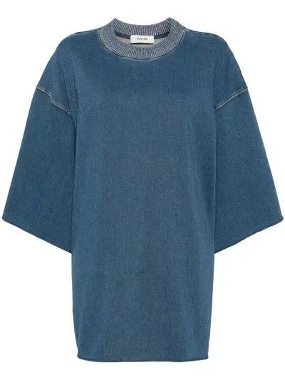 System Denim Jersey Top In Blue