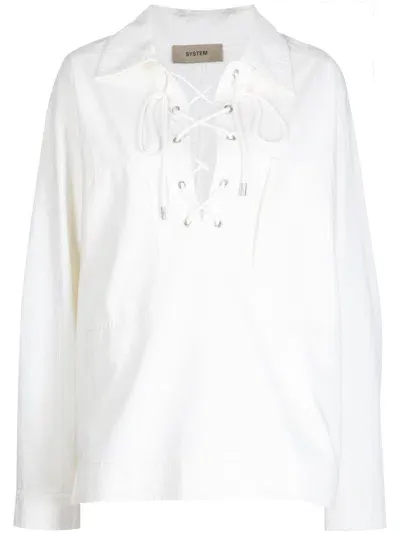 System Lace-up Detail Blouse In Weiss