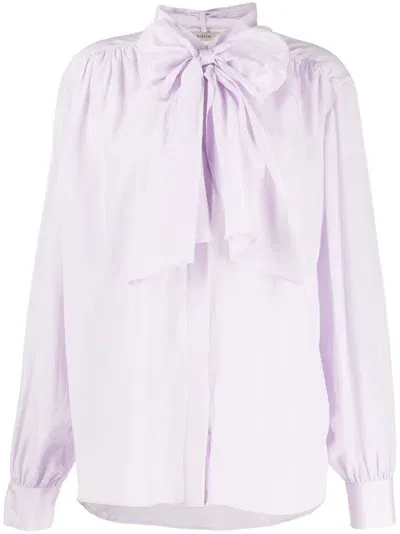 System Semi-sheer Pussy-bow Blouse In Violett