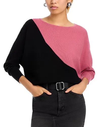 T Tahari Color Blocked Dolman Sleeve Sweater In Black/velvet