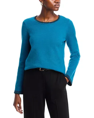 T Tahari Crewneck Sweater In Blue Diamond With Black