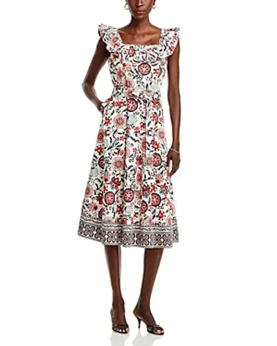 T Tahari Ruffle Trim Dress In Garden Party Print