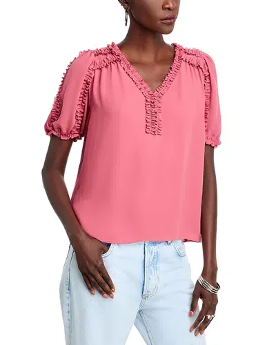 T Tahari Ruffle Trim Top - Exclusive In Velvet Rose