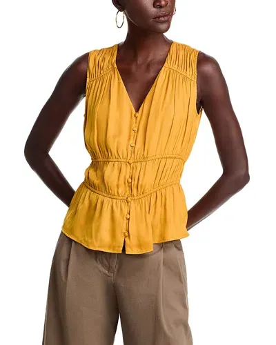 T Tahari Shirred Top In Light Saffron