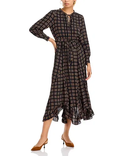 T Tahari Split Neck Midi Dress In Icon Dot