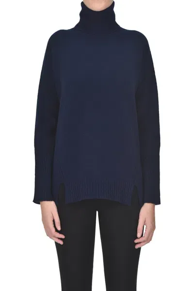 Tabaroni Cashmere Cashmere Turtleneck Pullover In Navy Blue