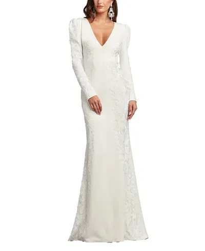 Tadashi Shoji Irelina Puff-sleeve Embroidered Gown In White