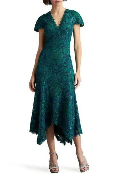 Tadashi Shoji Sequin Lace Midi Cocktail Dress In Tea Leaf