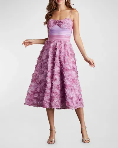 Tadashi Shoji Sleeveless Rosette Sweetheart Midi Dress In Waterlily