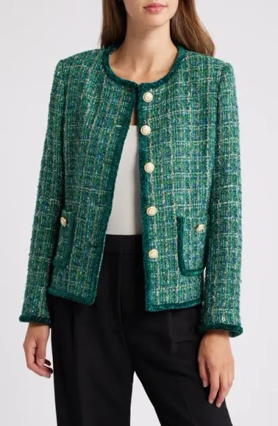 Tahari Asl Bouclé Jacket In Juniper Multi