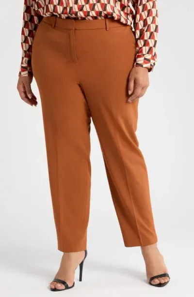 Tahari Asl Classic Straight Leg Pants In Cognac