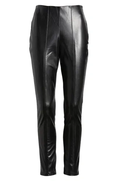 Tahari Asl Faux Leather Ponte Pants In Black