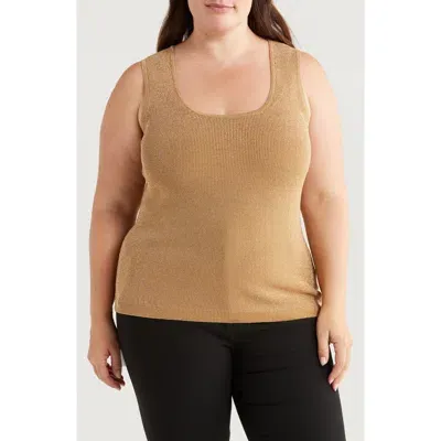 Tahari Asl Metallic Sweater Tank In Camel Gold