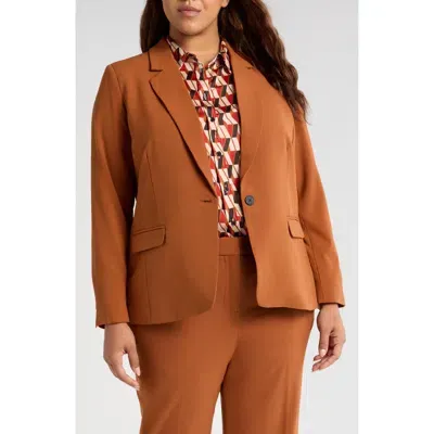 Tahari Asl One-button Blazer In Cognac Black