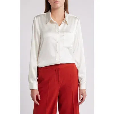 Tahari Asl Satin Shirt In Ivory