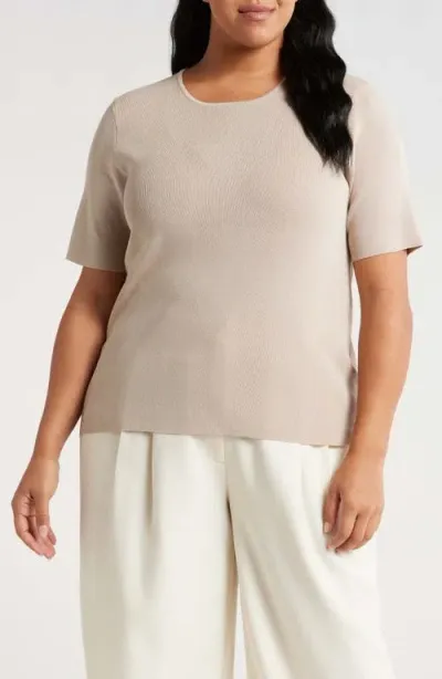 Tahari Asl Short Sleeve Sweater In Sand