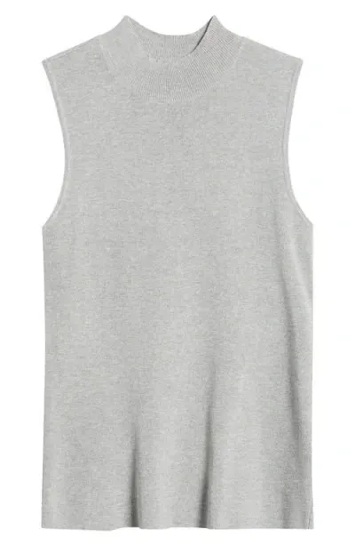 Tahari Asl Sleeveless Mock Neck Top In Light Heather