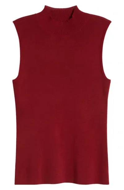 Tahari Asl Sleeveless Mock Neck Top In Mulberry