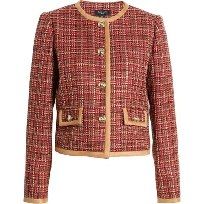 Tahari Asl Tweed Jacket In Brick,natural