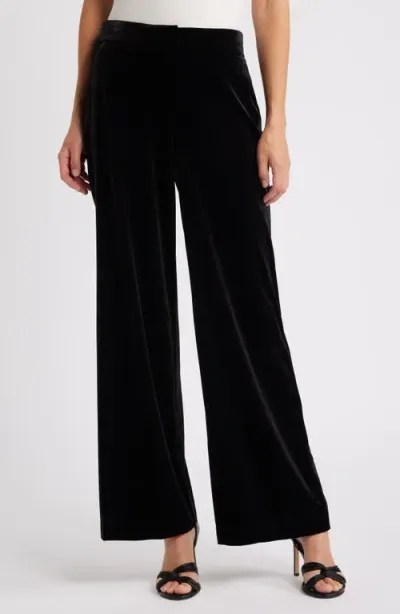 Tahari Asl Velvet Wide Leg Pants In Black