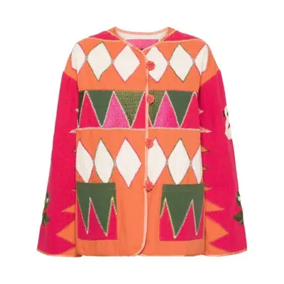 Taieur Patchwork-design Jacket In Orange/pink