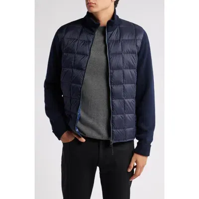 Taion Mixed Media 800 Fill Power Down Jacket In Navy