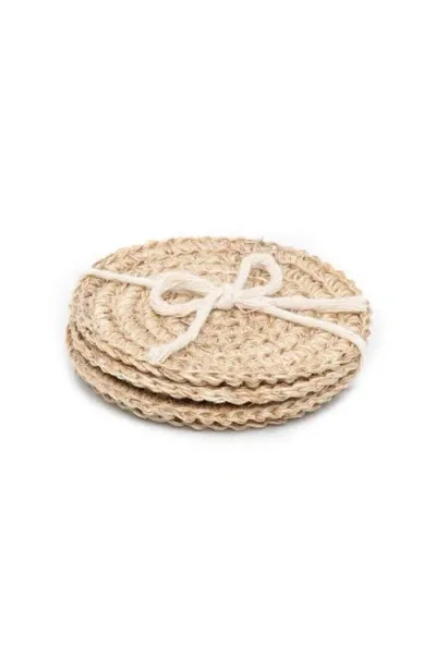 Tallo De Olivo Fique Spiral Coasters Set Of 4 In Natural