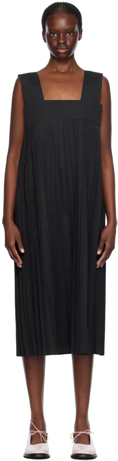 Tao Comme Des Garçons Black Knife Pleat Midi Dress In 1 Black