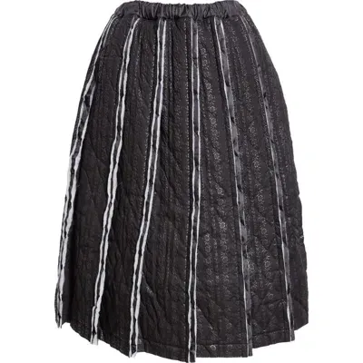 Tao Comme Des Garçons Floral Quilted Dobby Stripe Skirt In Black