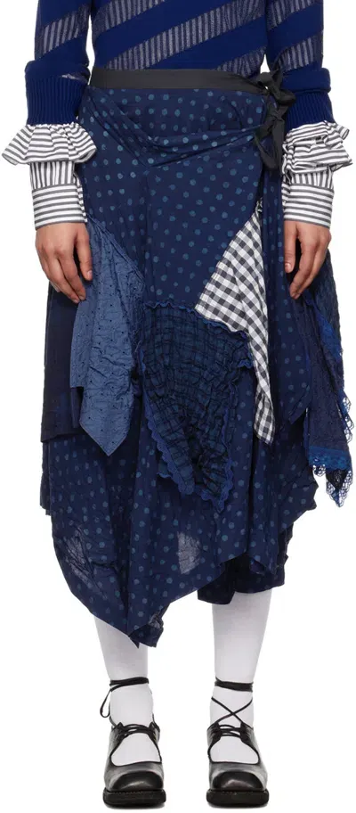 Tao Comme Des Garçons Navy Patchwork Midi Skirt In 1 Navy