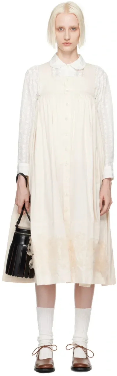 Tao Comme Des Garçons Off-white Embroidered Tulle Midi Dress In 2 Natural