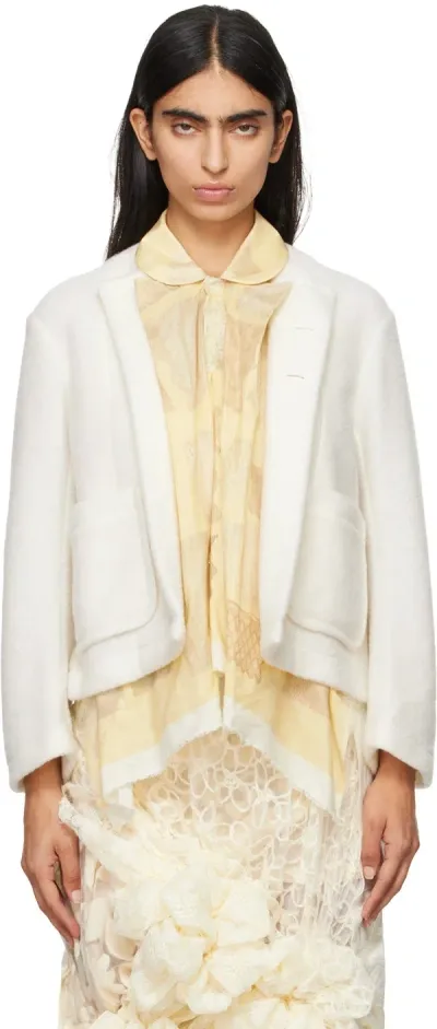 Tao Comme Des Garçons Off-white Wool & Cotton Silk Lawn Print Jacket In 2 White/beige