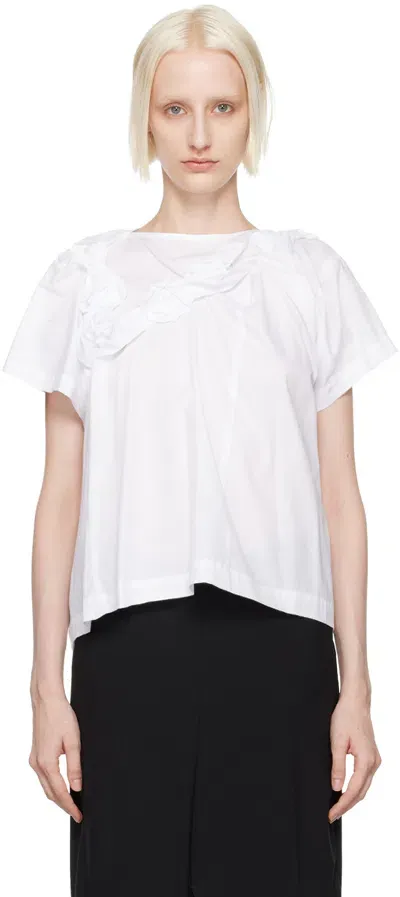 Tao Comme Des Garçons White Floral Blouse In 2 White