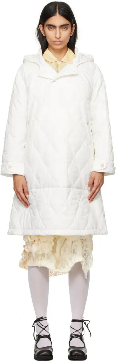 Tao Comme Des Garçons White Taffeta Quilting Coat In 2 White