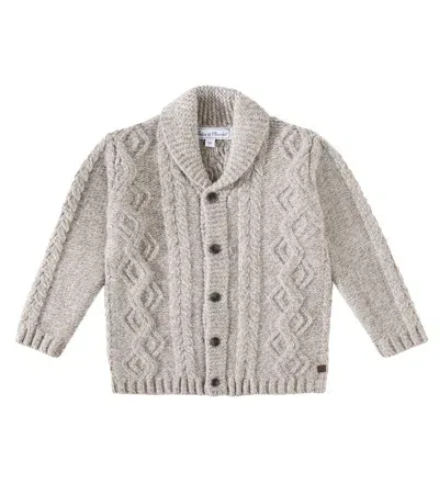 Tartine Et Chocolat Kids' Aran Wool Cardigan In Beige