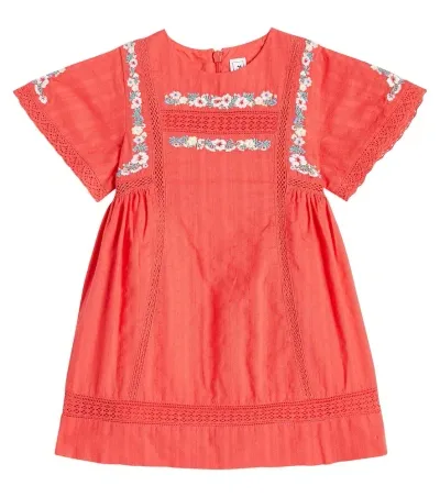 Tartine Et Chocolat Baby Embroidered Cotton Dress In Red