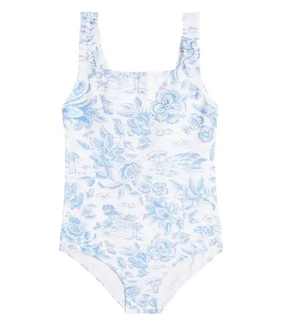 Tartine Et Chocolat Kids' Floral Swimsuit In Blue