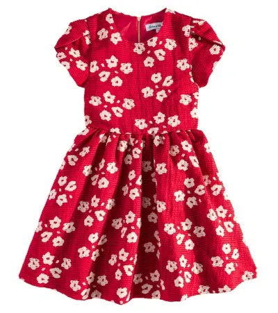 Tartine Et Chocolat Kids' Floral Jacquard Dress In Red