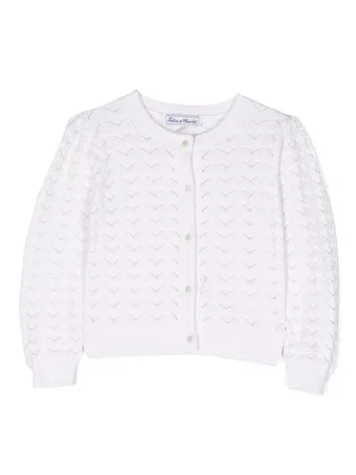 Tartine Et Chocolat Babies' Openwork-detailing Cotton Cardigan In White