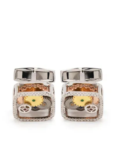 Tateossian Crystal-embellished Square Cufflinks In Gold