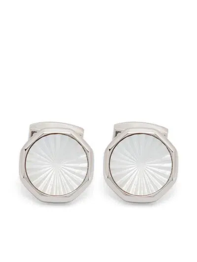 Tateossian Cufflinks Palladium Polished White Accessories In Grey