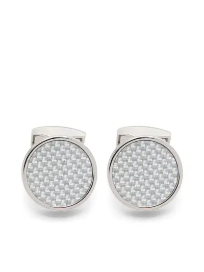 Tateossian Cufflinks Round Palladium Alutex Enamel Grey Accessories