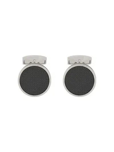 Tateossian Cufflinks Round Palladium Carbon Fiber Accessories In Grey