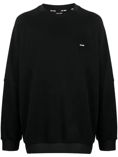 Team Wang Design Logo-embroidered Cotton Sweatshirt In Black