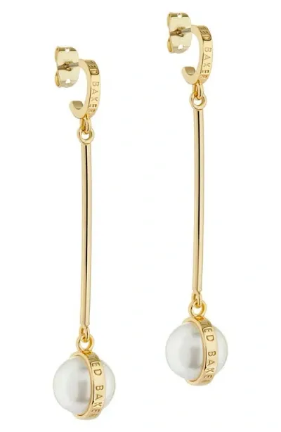 Ted Baker London Perllie Imitation Pearl Drop Earrings In Gold Tone/pearl