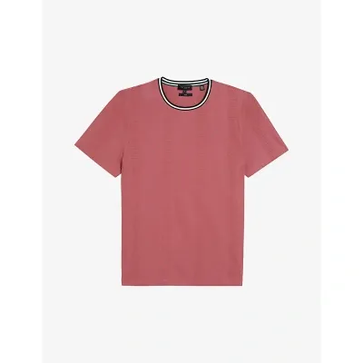 Ted Baker Mens Mid-pink Rousel Jacquard Stretch-cotton T-shirt