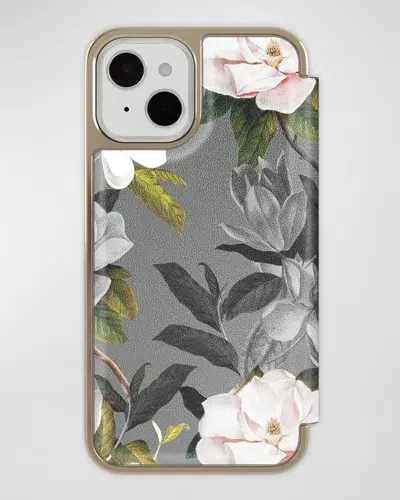 Ted Baker Opal Mirror Folio Iphone 14 Plus Case In Opal Grey