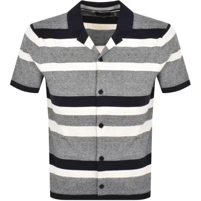 Ted Baker Striped Knitted Shirt Navy