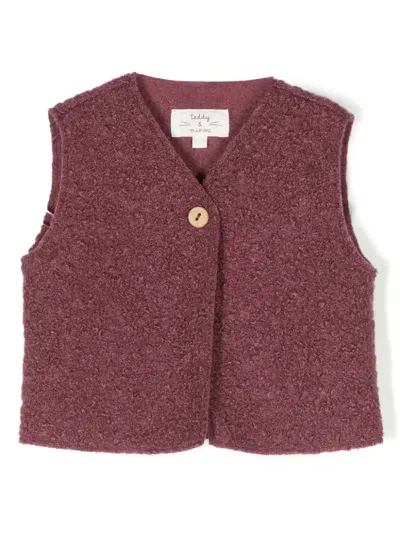 Teddy & Minou Babies' Bouclé Gilet In Purple