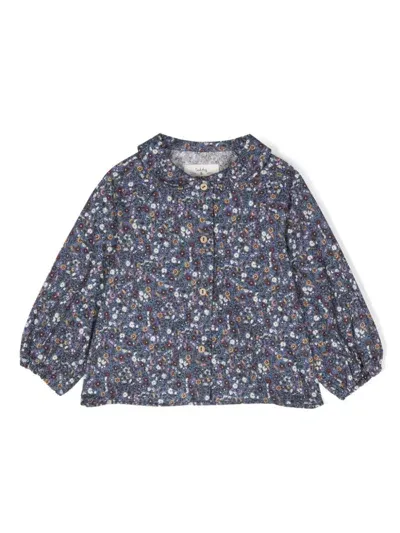 Teddy & Minou Babies' Floral-print Shirt In Blue